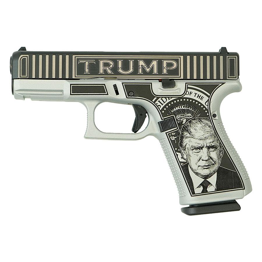 Glock G19 Gen5 9mm 15-Round Trump Edition - Take America Back Discover the Glock G19 Gen5 9mm Trump Edition. Reliable, precise, and ready for action with a 15-round capacity. Take America Back with this limited edition.